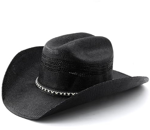 Cocila Cappelli da Cowboy per Uomo Cappelli Donna con Larga Estivi Western Spiaggia Occhiali Festa Bimbi (Black One Size) Mimetica Esercito Italiano Cappello Spiaggia Donna Bandane per