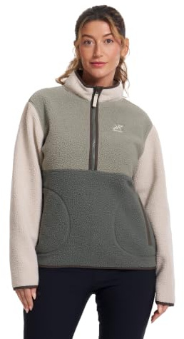RevolutionRace Canyon Half-Zip Pile Fleece da Donna, Giacca in Pile da Esterno Perfetta per l'escursionismo, Peyote/Shadow Green, L