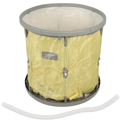 Yechiry Hopfällbart Badkar, Bärbart Spabadkar för Barn och Vuxna, Blötläggningsvarmt Bad Multifunktionellt PVC-hopfällbart Badkar för Avkoppling Svettmedicinbad 70 X 66 Cm (Gul)