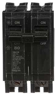 Connecticut Electric THQL2180 Ge Type Thql Q-Line Standard Circuit Breaker, 120/240 Vac, 80 A, 2 P, 10 Ka, Amp