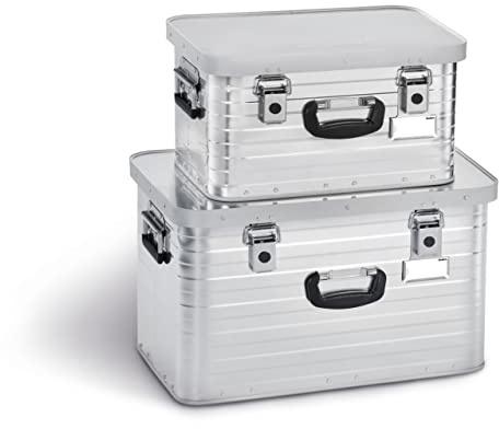 Enders - Set Scatole Alluminio con Coperchio - Scatole Porta Oggetti Toronto (29L + 63L) - Box Alluminio con angoli rinforzati e impilabili - Estremamente robuste- Argento #3903