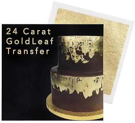 Sugarflair Edible 24 Carat Gold Leaf Transfer Sheet for Cakes, Desserts, Chocolate & Decorations - Single 80mm x 80mm