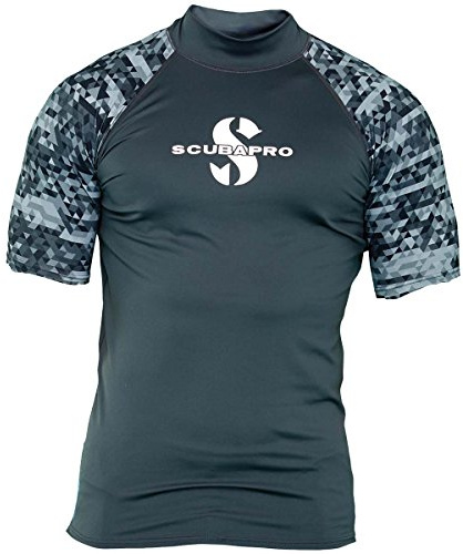 SCUBAPRO Graphite Rash Guard Kurzarm Herren Slim Fit UV-Shirt Collection 2017 (M)