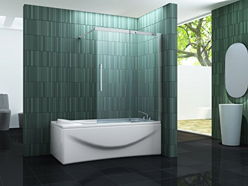impex-bad_de Duschtrennwand BATCH 120 x 150 (Badewanne) - Minimalistisch, Stainless Steel, Glas, Aluminium