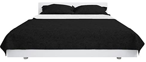 vidaXL Cubrecama Acolchado Doble Cara 220x240cm Blanco/Negro Decoración Hogar