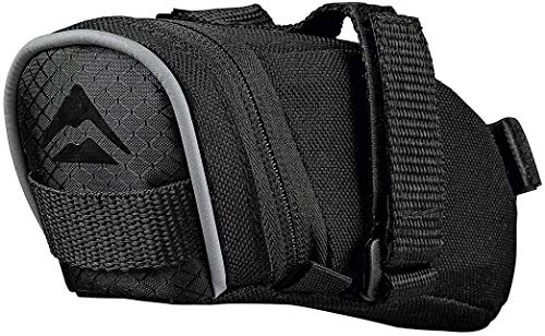 Merida Bikes Fahrrad Satteltasche | Rennrad- und Mountainbike-Zubehör | Wasserdicht | Aus Polyester | Reflektierender Streifen für bessere Sichtbarkeit | Velcro-Verstellung | Farbe schwarz