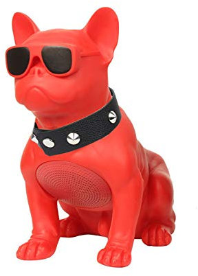 Zhenwo Intelligent Oversized Bulldog Bluetooth Speaker Full Dog Splinter-Resistant Speakers Hundekopf Portable,Red