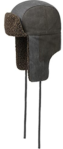 Stetson Fairbanks Cotton Bomber Pilotmössa Herrar - lapeer med öronklaffar, foder, hakband, hakband höst-vinter Vinter - XL (60-61 cm) brun