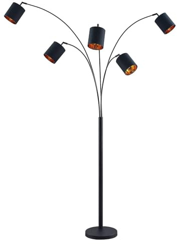 Lindby Floor Lamp Abiram (Modern) in Black Made of Metal for e.g. Living Room & Dining (5 Light Sources, E14) from Standard Arc Lamps