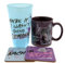 FRIENDS Coffret cadeau Verre + Mug + 2 Dessous de verre Gribouillages