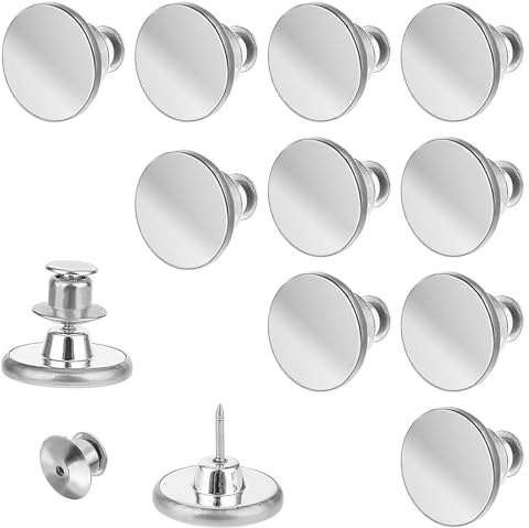 10 Stück Jeansknöpfe 17mm Hosenknöpfe zum Stecken Silber Verstellbare Metall Hosenknopf zum Einsetzen von Jeans Knopf Kein Nähen DIY