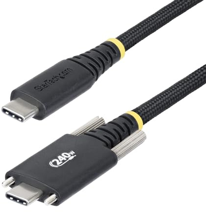 StarTech.com 2m USB-C-Ladekabel, Schraubensicherung, 240W (5A) PD EPR, Laptop-Ladekabel Nylon Geflochten, USB-IF zertifiziert