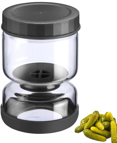 Westmark Dräneringsglas 1 St, Multifunktionellt Insatsglas För Kimchi Och Gurka För Avrinning Och Servering, Transparent/Svart, 750 Ml