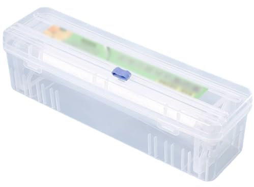 Cling Film Dispenser and Cutter, 35 x 11cm Clear Refillable Tin Foil Dispenser and Cutter Holder with Suction Cup, Compatible with 15cm 20cm 25cm 30cm Rolls