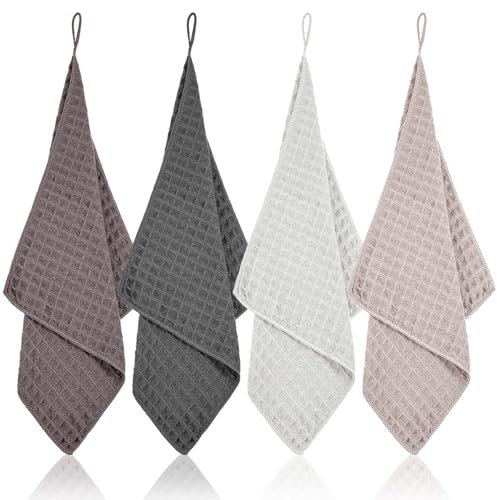 LLOUSSAK 4 paños de microfibra barista, paños de cocina lavables con lado de malla de poliéster, paños reutilizables y seguros para el lavavajillas, sin plástico, 30 cm x 30 cm