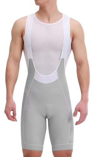 INBIKE Fahrradhose Herren Kurz Gepolstert Fahrrad Trägerhose Sommer Radhose Radlerhose mit Träger Tasche für Rennrad MTB Radsport Grau M