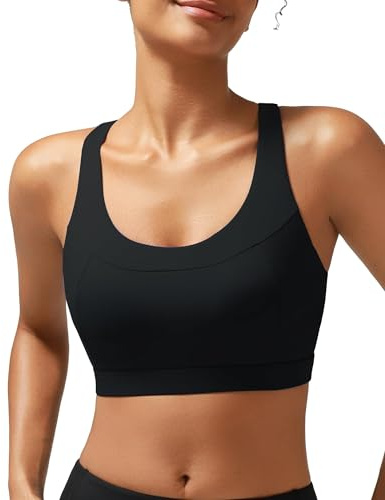 RUNNING GIRL High Impact Sports Bras for Women, High Support Strappy Sports Bra with Sewn in Pads