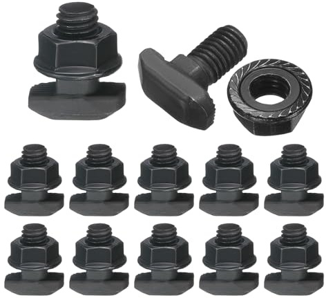 uxcell 12pcs M8x16mm t Slot Drop-in Bolt, Carbon Steel Hammer Head Bolts t Shape Stud Sliding Screw with M8 Hexagon Flange Nuts for European Standard 40 Series Aluminum Profile