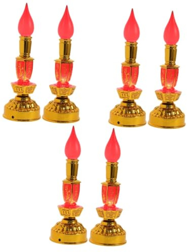 QYYZTQY 6 pezzi Lume di candela per sala buddista Candela cinese Candele da altare Lampada LED Decorazione Candele a batteria Decorazione retrò Candela nuziale cinese Candele da altare buddista Wok in