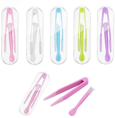 Strumenti di Rimozione Lenti Contatto 5Pezzi, Pinzette e Ventosa Silicone per Lenti a Contatto per Uso Casa e Viaggio (5 Colori)