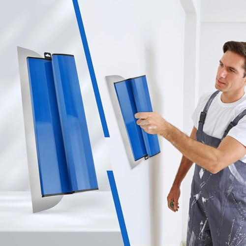 Set di spatole da 40 cm – lama lisciante in acciaio inox (0,45 mm) con protezione lama e manico ergonomico (34,5 cm) – per cartongesso, intonaco, stucco – attrezzo da intonacatore (blu)