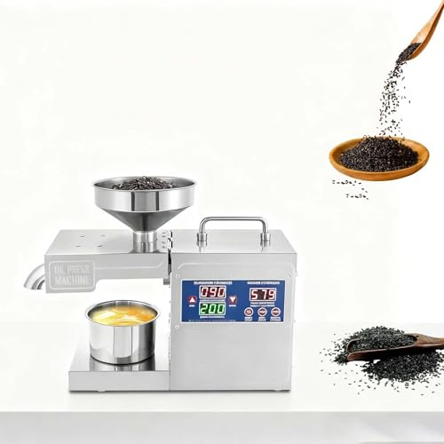 Oljepress Maskin Kommersiell, Smart Temperaturkontroll Oljepress, Möjliggör Kall- och Varmoljeextraktion från Olika Nötter och Frön för Hemkök, Rostfritt Stål Konstruktion