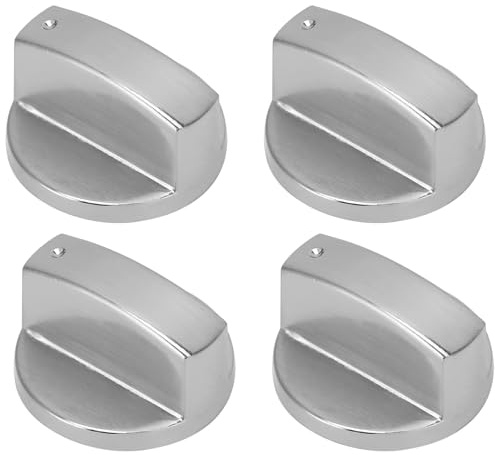 4 Piezas Pomo para Cocina de Gas, Repuesto Universales para Cocina de Gas de 6 mm, Perillas de Estufa de Gases, Metal Cepillado Perilla de Gases para Mayoría las Horno, Cocinas