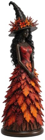 Générique Statue Sorcière Automne Enchantée Résine, Déco Table Halloween