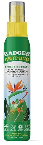 Badger Bug Spray, 3-Hour DEET-Free Mosquito Repellent, Family Friendly, Citronella & Organic Essential Oils, Natural & Vegan Insect Repellent Spray, 4 fl oz Aluminum Bottle