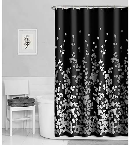 MAYTEX Duschdraperi, polyester, svart vit, 178 cm B x 183 cm L (paket med 1)