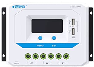 EPEVER® PWM Laderegler 60A 12V/24V, Solar Charge Controller mit LCD Dispaly USB Anschluss,VS6024AU