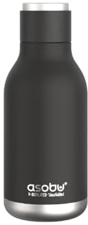 ASOBU Isolierte und doppelwandige Edelstahl-Flasche, 473 ml, Schwarz, Urban Water Bottle, Divers