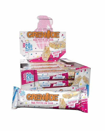 Grenade Proteinriegel, Birthday Cake – Proteinreich & Zuckerarm, 12 x 60 g