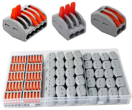CESFONJER Terminales Conectores Reutilizables de conectores de tuercas de patillas Conectores de cables compactos de 50 piezas 2 orificios (20 piezas), 3 orificios (20 piezas), 5 orificios (10 piezas)