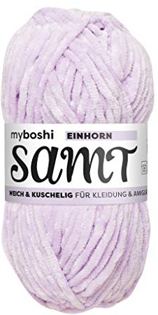 myboshi Samt Wolle zum Häkeln und Stricken, weiche Chenille Wolle im XXL-Knäuel, perfekt für Amigurumi und Kissen, 100% flauschige Polyester, 100g, Ll 100m Lila (Einhorn), 1 Knäuel