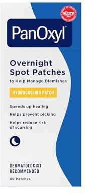 PanOxyl PM Overnight Spot Patches, Advanced Hydrocolloid Healing Technology, Fragrance Free, 40 Count Pack of 1