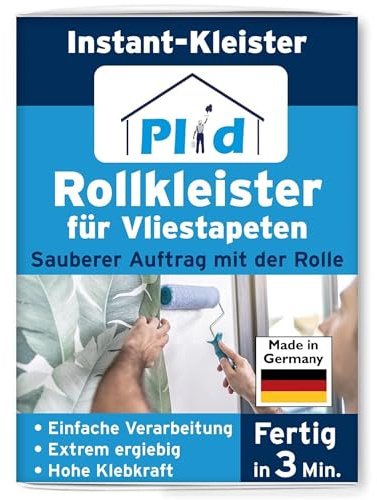 PLID® Rollkleister für Vliestapeten - Tapetenkleister in 3 min fertig - einfache Anwendung - Tapetenkleister für Vliestapeten mit glatter und strukturierter Rückseite - hoher Ergiebigkeit 200 gr.