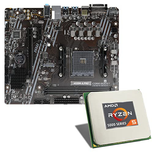 Mainboard Bundle | AMD Ryzen 5 5500 6x3600 MHz, MSI A520M-A Pro, 1x M.2 Port, 4X SATA 6Gb/s, USB 3.1 Gen1 | Tuning Kit | CSL PC Aufrüstkit