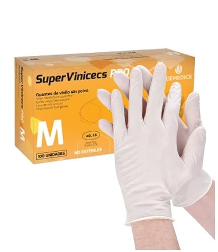 Parafarmic Guantes Vinilo sin Polvo SuperVinicecs Caja 100 unidades (Talla M)