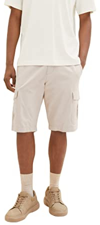 TOM TAILOR Herren 1036310 Cargo Bermuda Shorts, 31851-Desert Fawn White Chambray, 36
