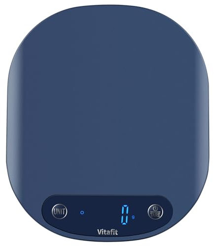 Vitafit 15kg Bilancia da Cucina Digitale, Pesatura Professionale DAL 2001, Bilancia Alimentare di 1g/0,1oz per Cuocere e Cucinare, Display LED, 3*AAA Batterie Incluse, Blu