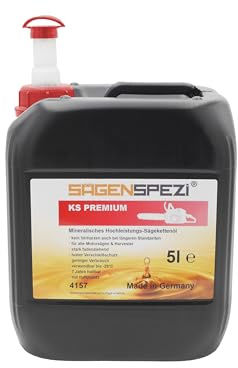 5 litros de aceite mineral Sägenspezi Haftöl para cadenas de motosierra, aceite adhesivo para cadenas de motosierras motorizadas, eléctricas y de batería, 5L, envase