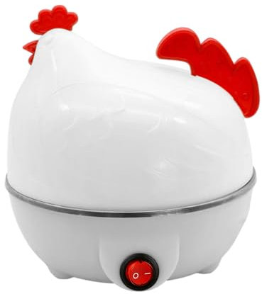 HUNYA Cocedor de Huevos, Hervidor de Huevos eléctrico rápido con Forma de Pollo y Capacidad para 7 Huevos, Cocedor de Huevos al Vapor para Huevos escalfados, medianos y Duros con Apagado automático