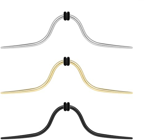 ZS 3 st mustasch septum ring näsring, rostfritt stål mustasch septum piercing hängare, 14 g 16 g mustasch näsa septum piercing smycken för kvinnor män, Rostfritt stål, Ingen ädelsten