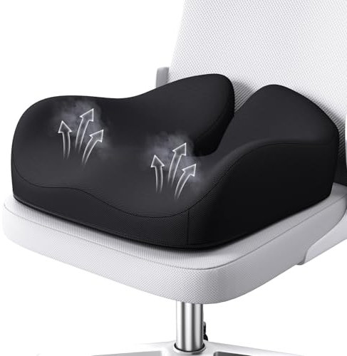 Benazcap Orthopädisches Sitzkissen für Bürostuhl, Rollstuhl, Autositz, Ergonomisches Memory-Schaum Sitzkissen zur Schmerzlinderung, Schwarz