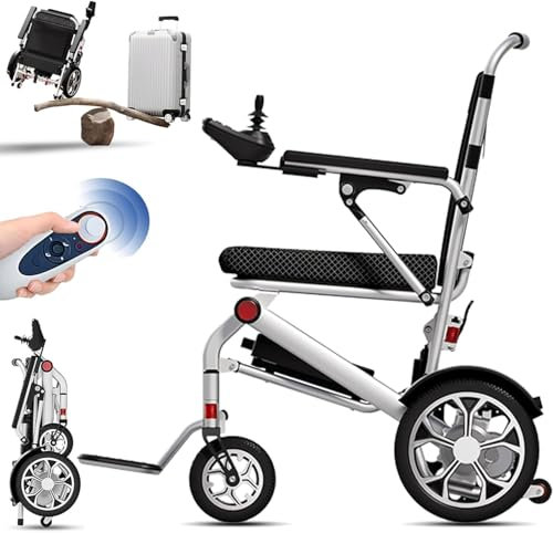Sedia a rotelle elettrica ultra leggera pieghevole con telecomando, batteria Li-ion 12 Ah, 150 kg, uso domestico