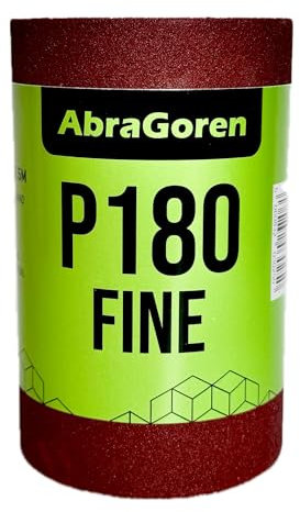 Schleifpapier-Rolle, feines P180, 11,5 cm x 5 m, Schleifpapier für Holz und Wände, feines Schleifpapier, Körnung 180