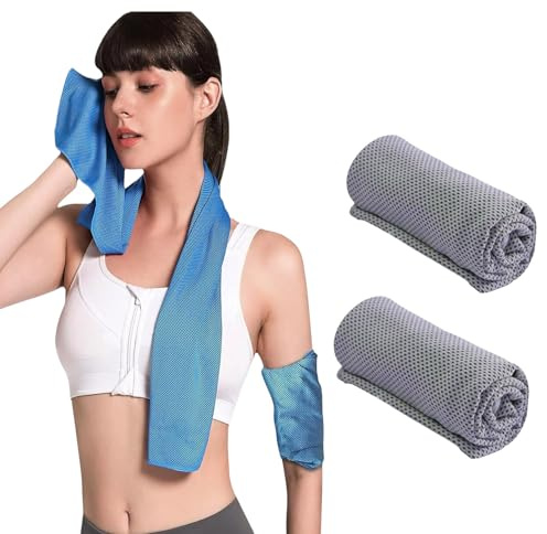 topolenashop Asciugamano Palestra Uomo Donna in Microfibra (2 pezzi) Asciugamano Rinfrescante Asciuga il Sudore e Dona Freschezza Durante Allenamento, Yoga, Accessori Palestra (Grigio, 30x85cm)