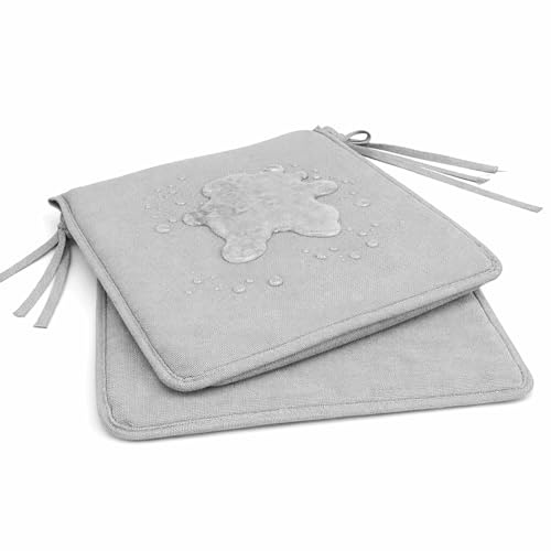 Pack 2 Cojín para silla 40x40x2 cm｜Repelente al agua y fácil de limpiar｜Con cintas de sujeción｜Funda con cremallera desmontable｜Uso interior y exterior｜Ideal para comedor, terraza, jardín u oficina