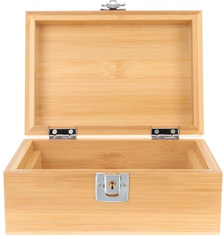 HIAKDOFT Humidor de Viaje para Exteriores Caja de Madera 17.9x8.3x12.7 Cm Resistente al Desgaste Portátil Almacenamiento para Cigarros Uso en Exteriores Clásica Natural
